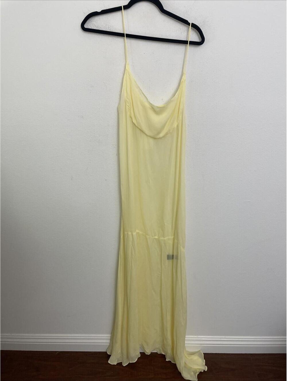 SWF  Sheer Slip long Dress Like Butter Yellow Size M  NWT $358 msrp - Picture 5 of 8